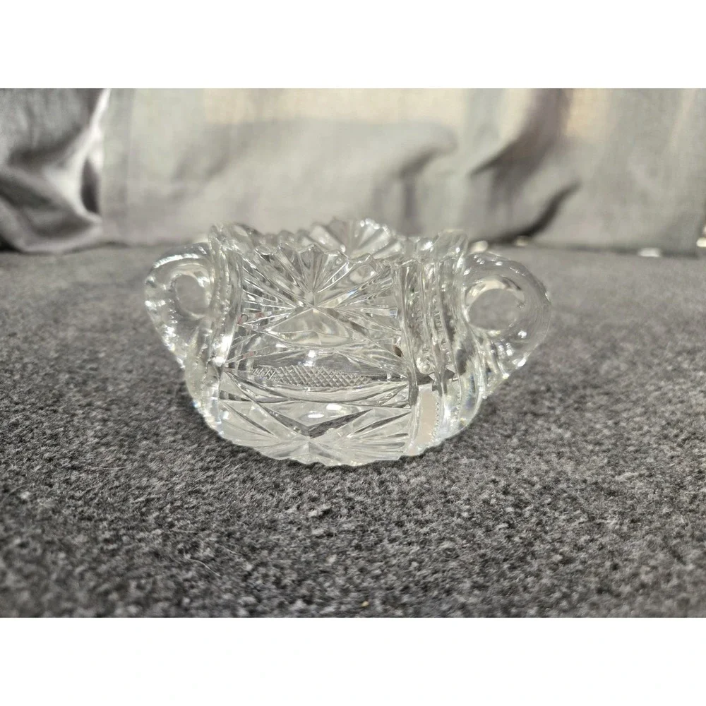 EAPG US Glass MINNESOTA #15055 Clear Toothpick Holder 3-hdld scalloped sawtooth